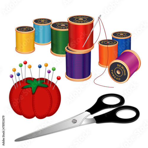 Sewing Kit, thread, scissors, pins, pincushion, sew, DIY fashion