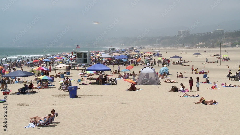 Crowded Beach in Santa Monica California - Time Lapse Crowded Beach in Santa Monica California - Time Lapse