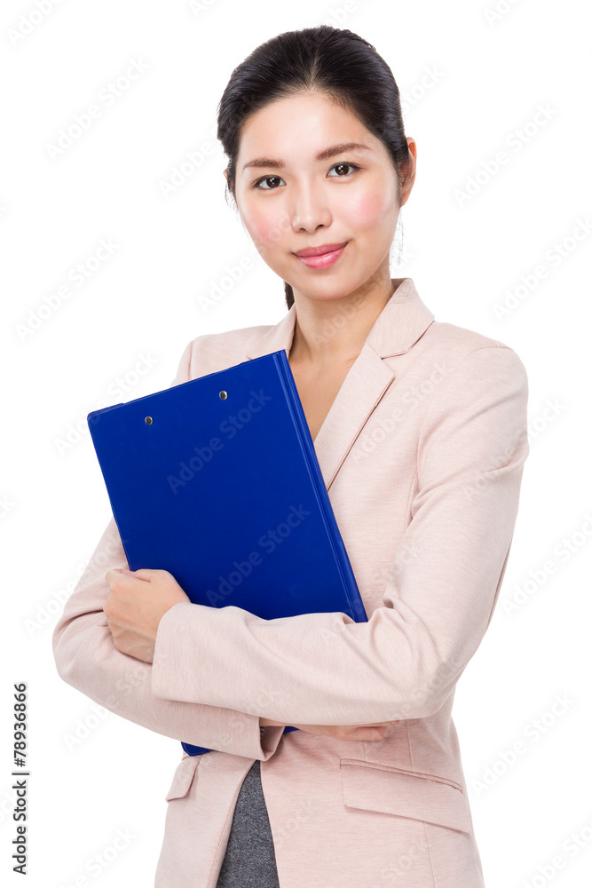 Asian businesswoman hold with clipboard Asian businesswoman hold with clipboard