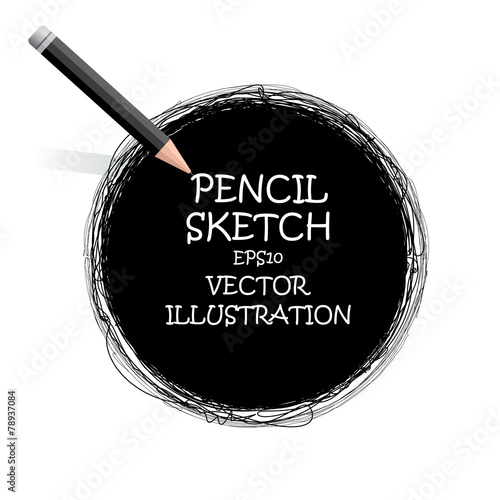 Sketch drawing pencil black circle. Vector doodles. Black banner