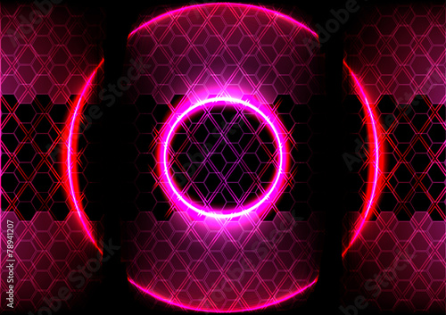 abstract circle lighting and hexagon background technology