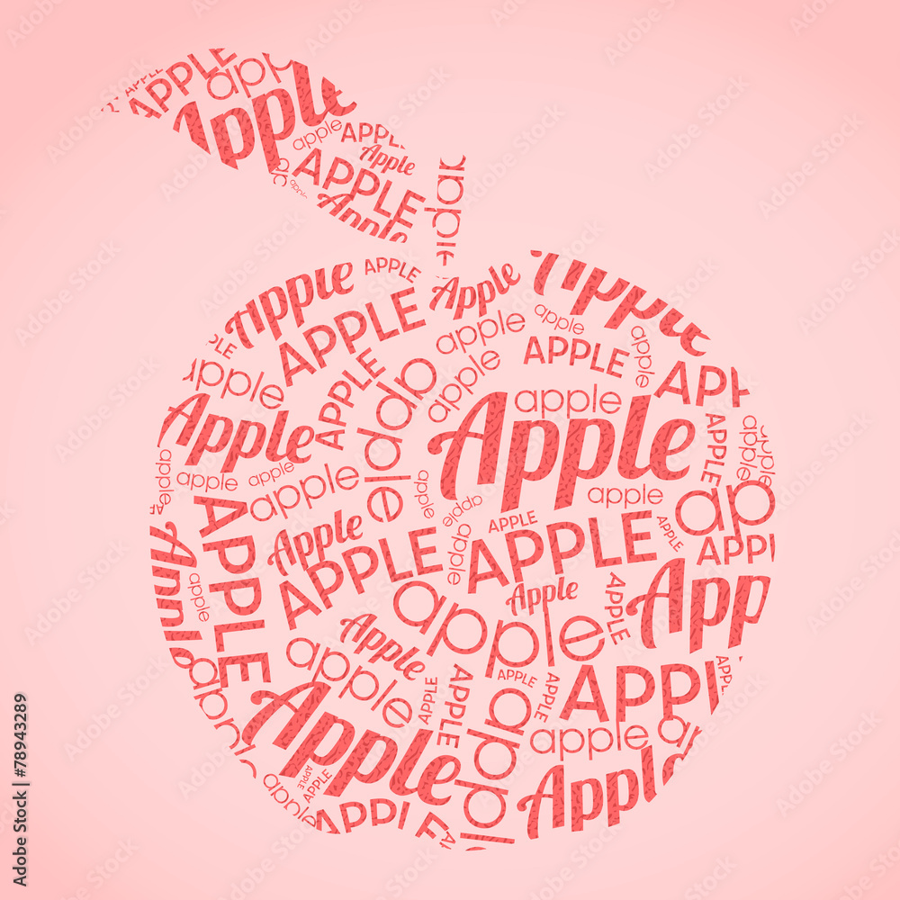 apple shape made of letters, vector illustration apple shape made of letters, vector illustration