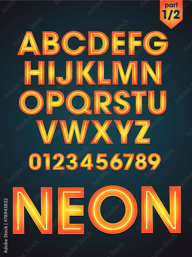 Fototapeta premium vector shiny neon font part 1