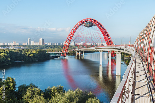 Zhivopisny Bridge is cable-stayed bridge that spans Moscow River