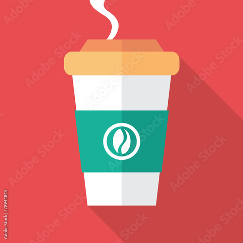 Cup of coffee for take away. Flat icon design.