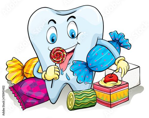 A tooth with candies