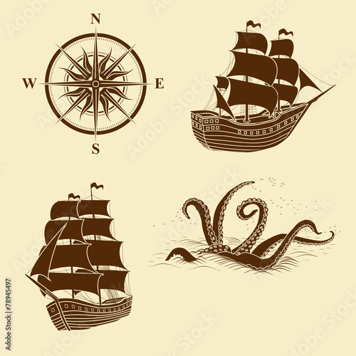 elements for design antique maps