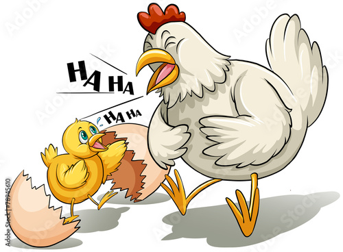 A hen and a chick