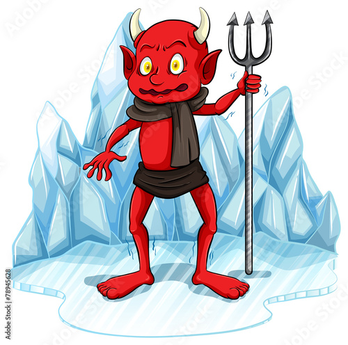 Freezing man with a fork