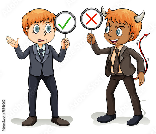 Man with a devil's advocate