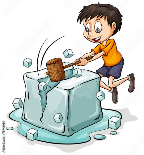 Boy breaking the icecube