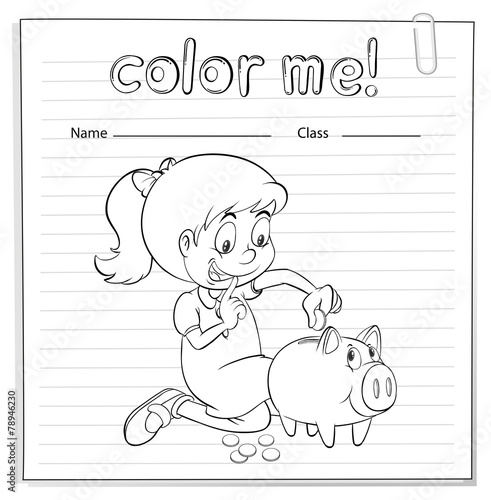 Worksheet showing a thrifty girl