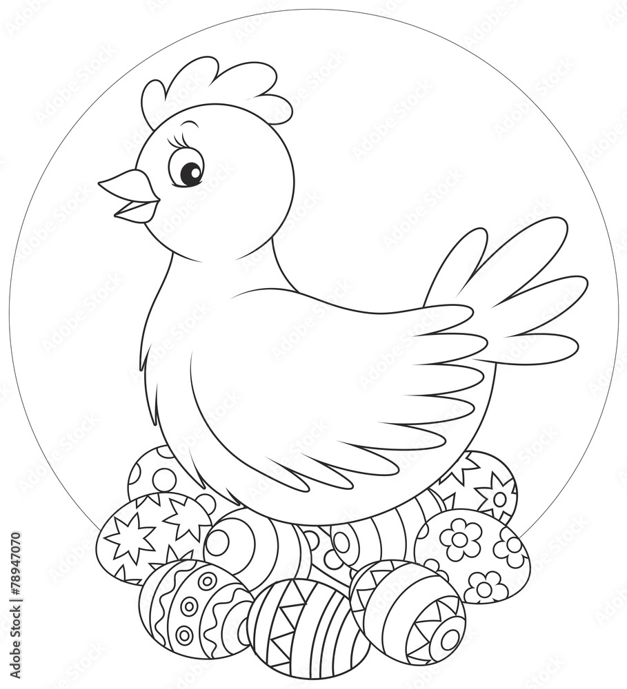 Hen and Easter eggs Hen and Easter eggs