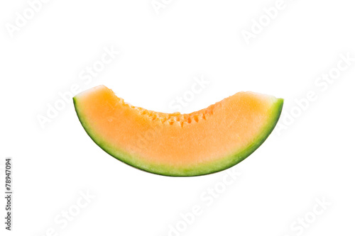freshly cut melon on white background
