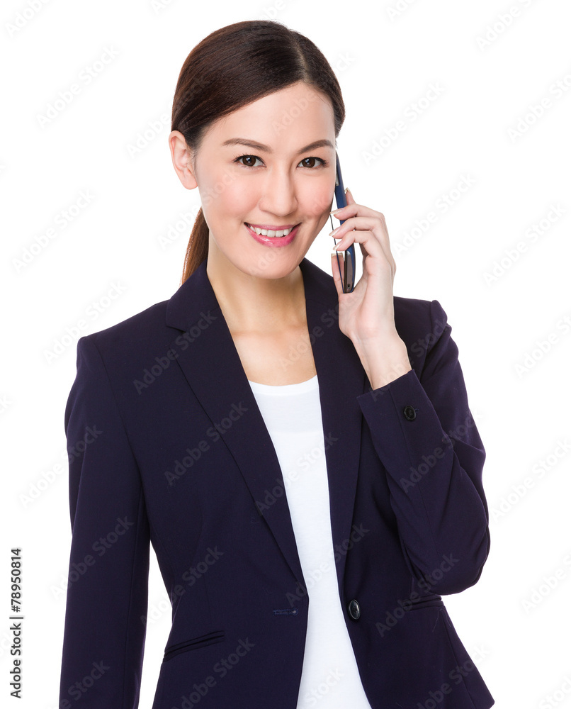 Businesswoman talk to mobile phone Businesswoman talk to mobile phone