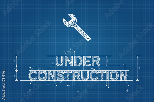 Under construction blueprint, technical drawing, scribble style