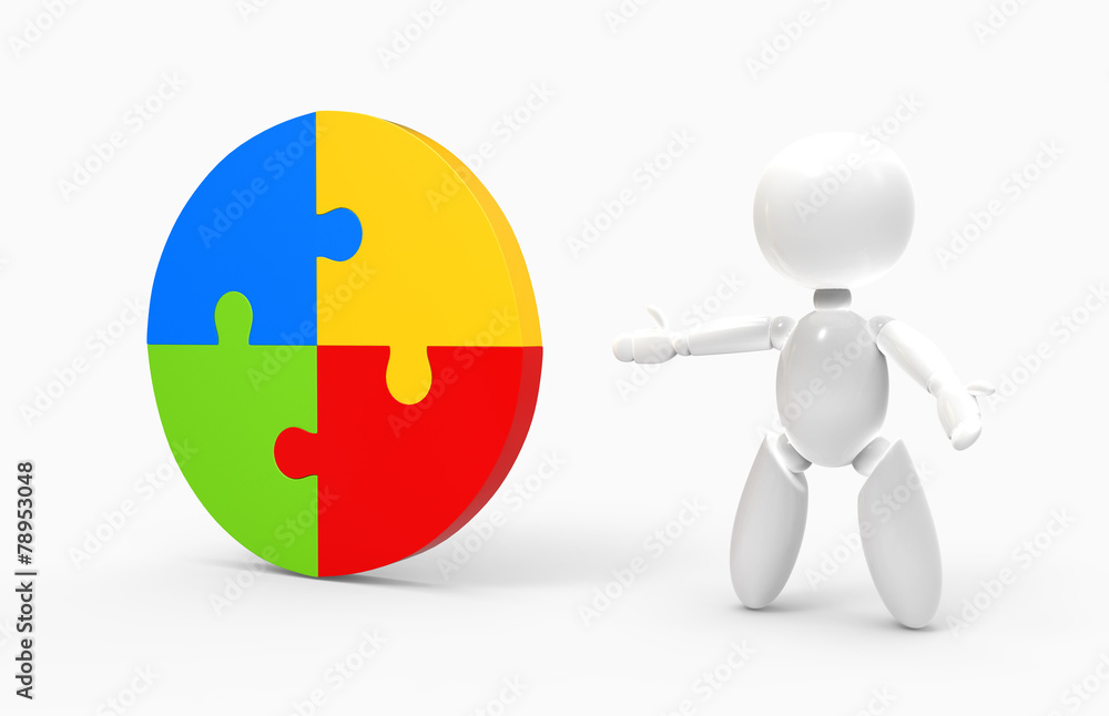 new 3D people team work - puzzle