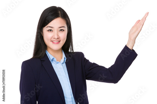 Asian Businesswoman with hand presentation