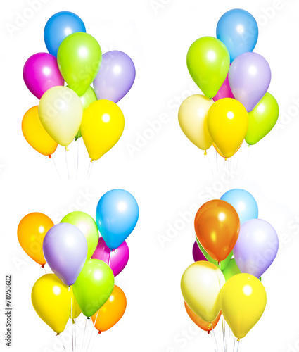 Collection of Photos of Colorful Balloons on White Background