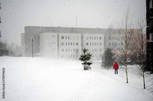 Winter in capital of Lithuania Vilnius city Pasilaiciai district photo