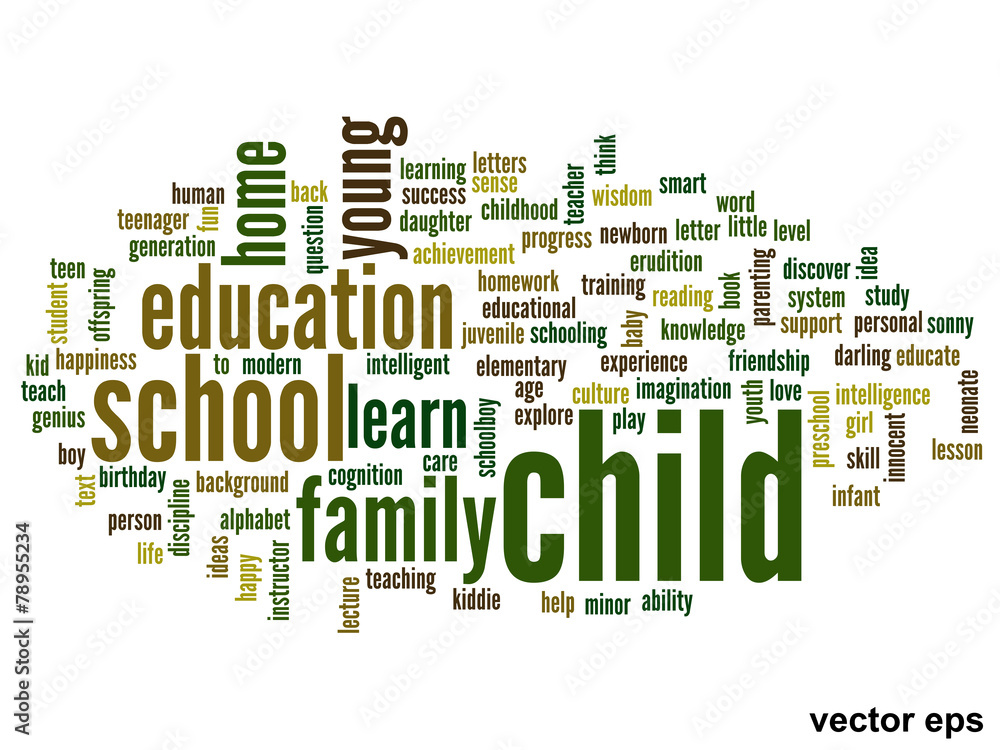Vector conceptual child education word cloud Vector conceptual child education word cloud