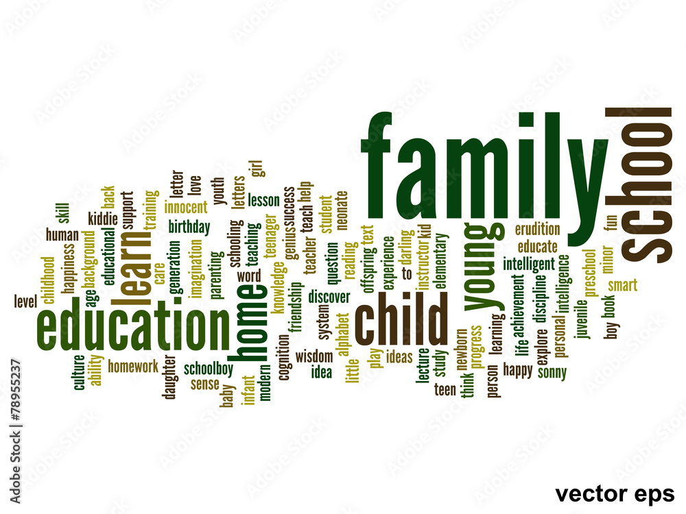 Vector conceptual family education word cloud Vector conceptual family education word cloud