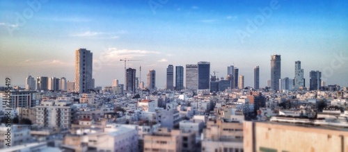 Tel Aviv city skyline at dusk