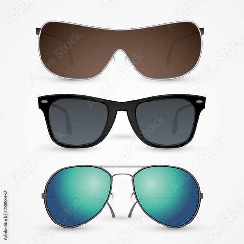 Vector set of sunglasses isolated on white background
