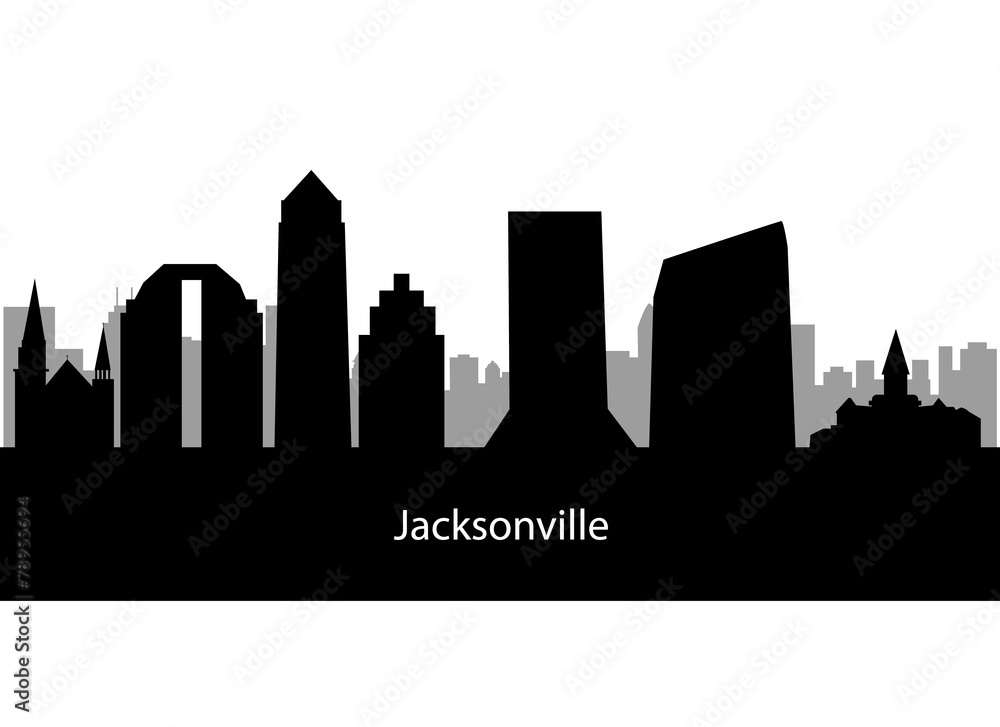 Cartoon skyline silhouette of the city of Jacksonville, Florida,