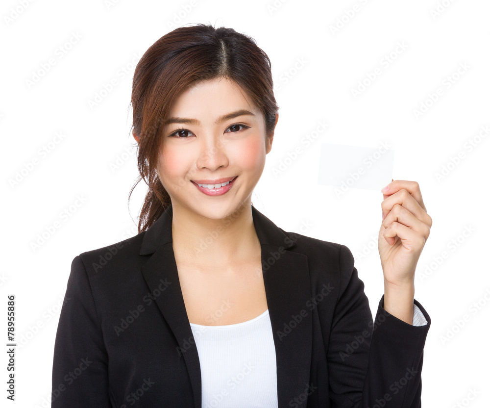 Businesswoman show with namecard Businesswoman show with namecard