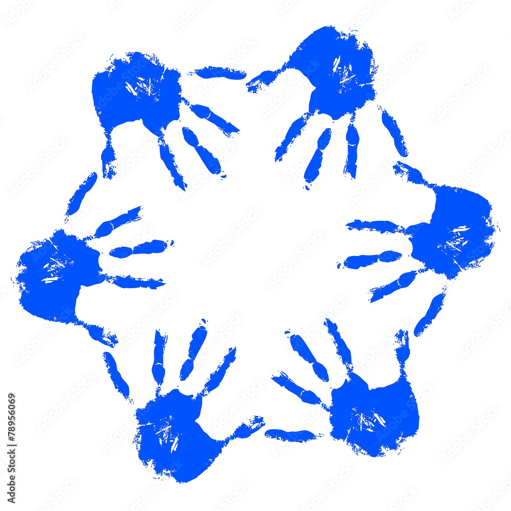 Conceptual children painted hand print isolated Conceptual children painted hand print isolated