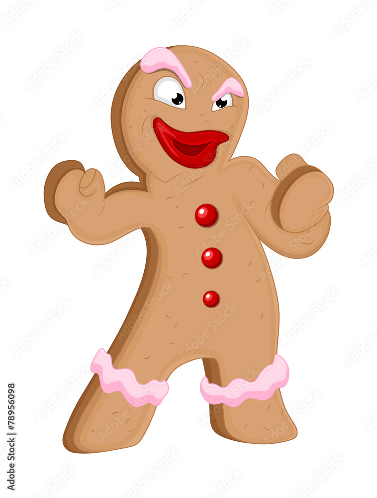 Fototapeta premium Angry Gingerbread Man Cartoon Character