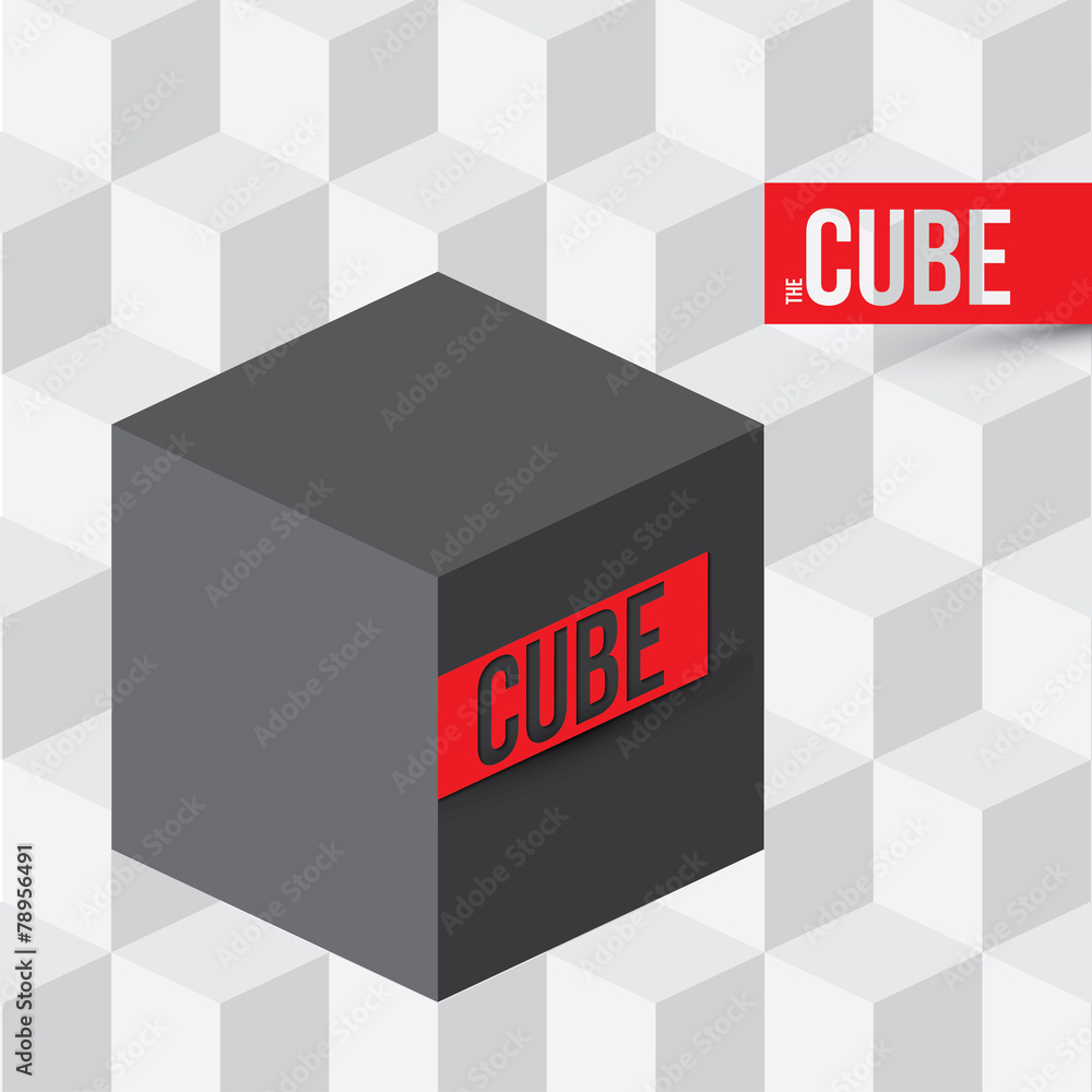 Black cube with company logo on cubes seamless background Black cube with company logo on cubes seamless background