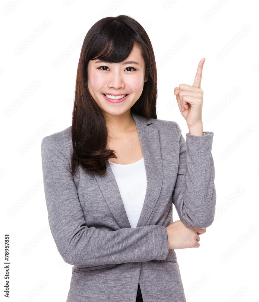 Asian businesswoman with finger point up Asian businesswoman with finger point up