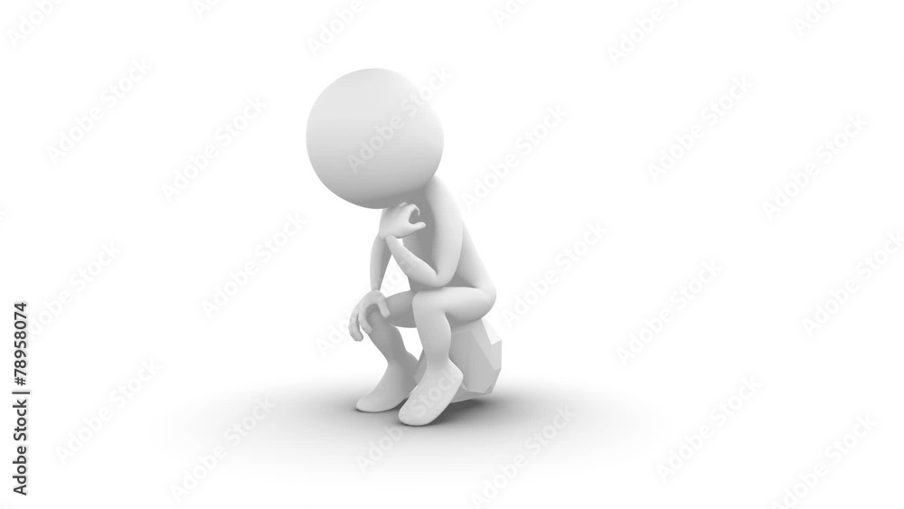 3d white character thinker on the stone. Seamless, alpha channel 3d white character thinker on the stone. Seamless, alpha channel