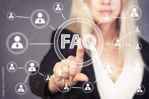 Business button FAQ connection web sign