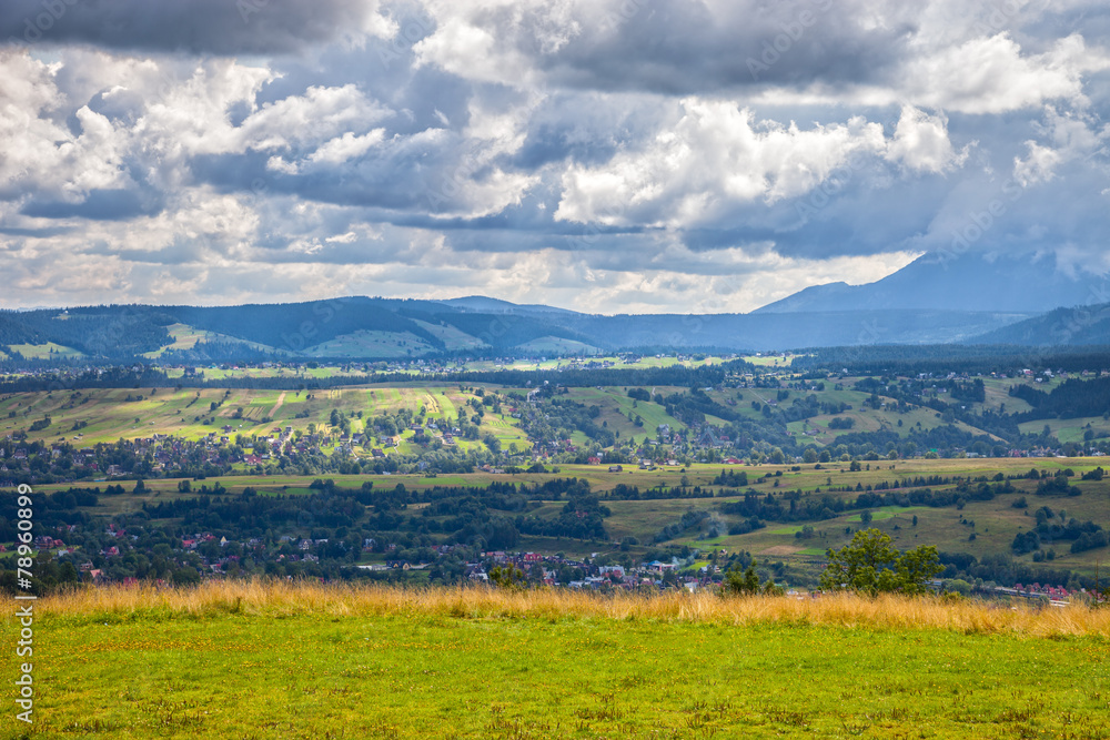 Naklejka premium A view of rural landscape in Tatra Mountains, Poland.