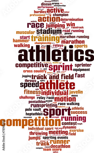 Athletics word cloud concept. Vector illustration