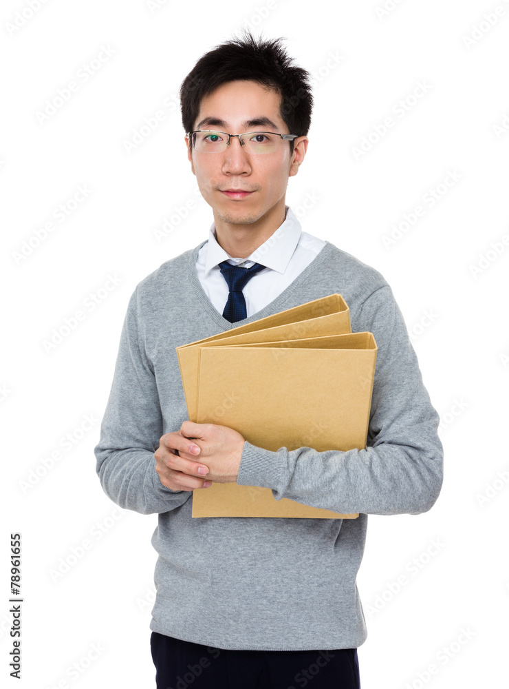 Businessman hold with folder Businessman hold with folder
