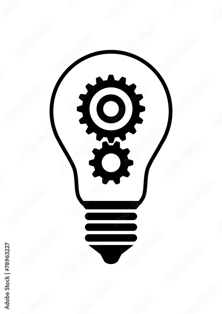Gears in lightbulb on white background Gears in lightbulb on white background