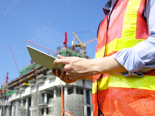 Construcion worker using table