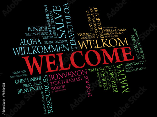 Welcome in different languages word cloud, business concept photo