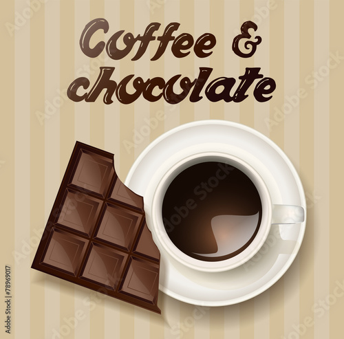 cup of coffee and a chocolate