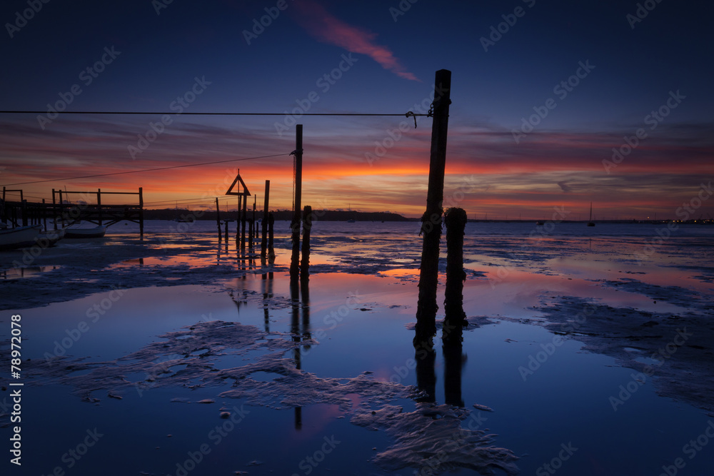 Sunset coastal scene of Poole Harbour