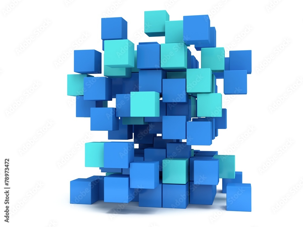 3D Cubes block. Assembling concept. 3D Cubes block. Assembling concept.