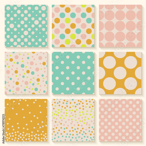 Polka dots seamless pattern set