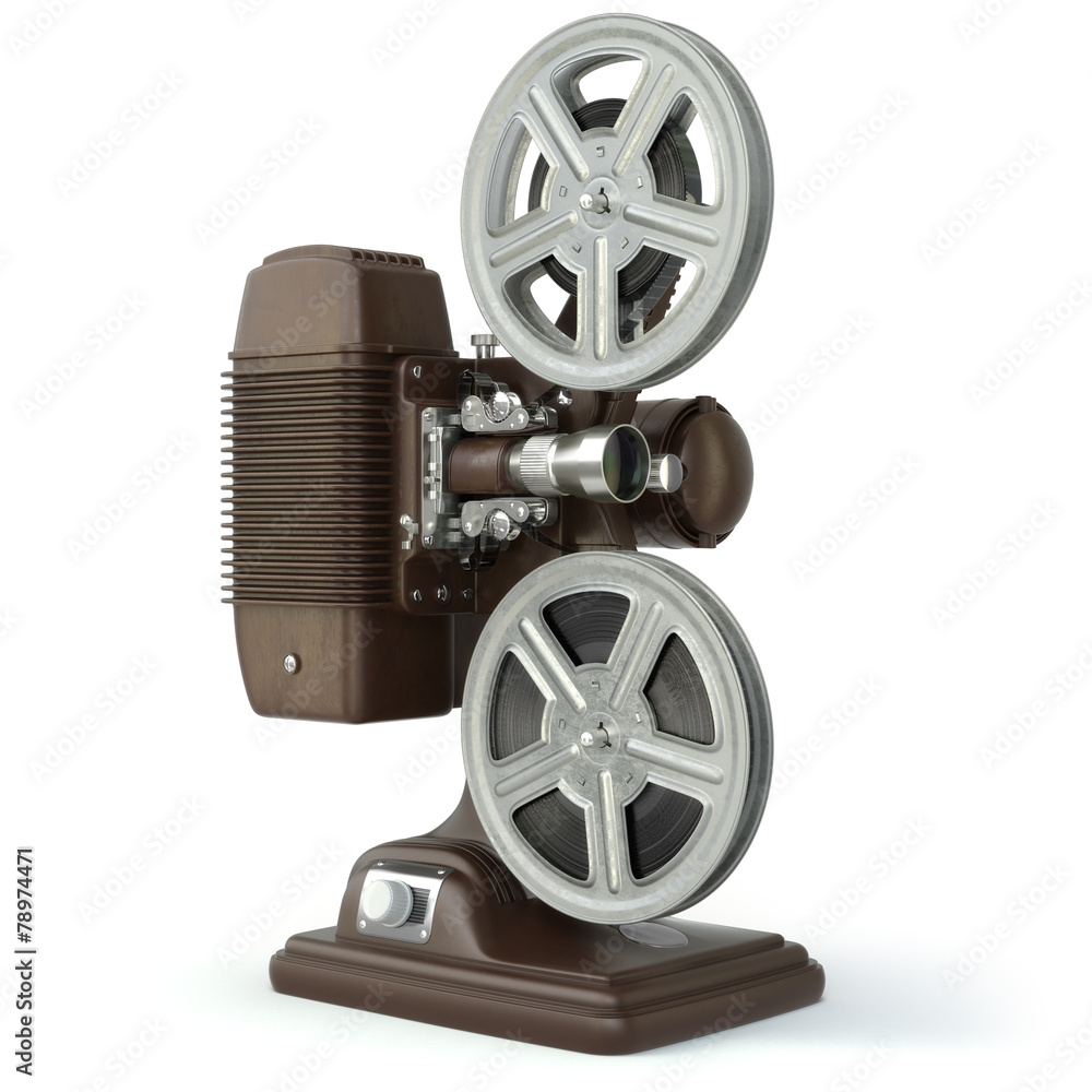 Obraz premium Vintage film movie projector isolated on white.