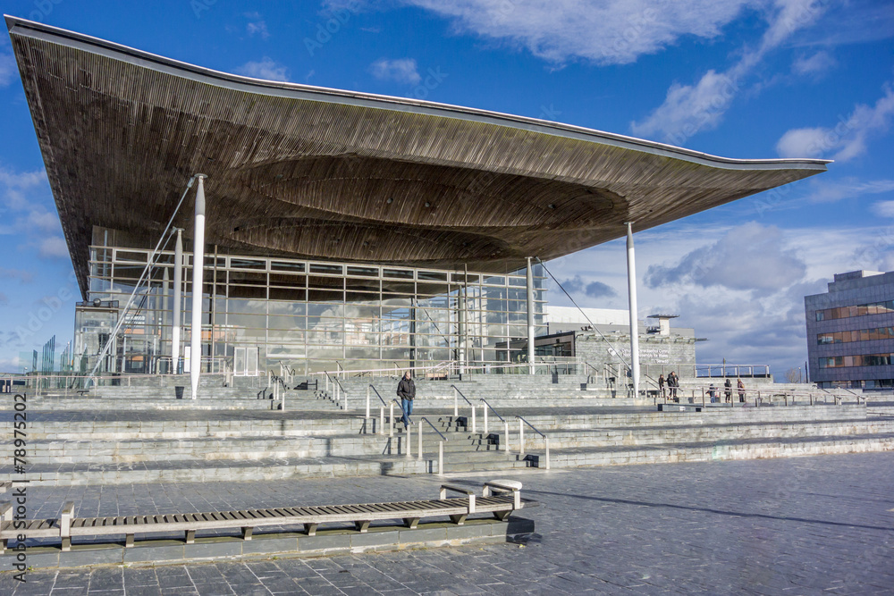 Welsh Assembly Building at Cardiff Bay, UK