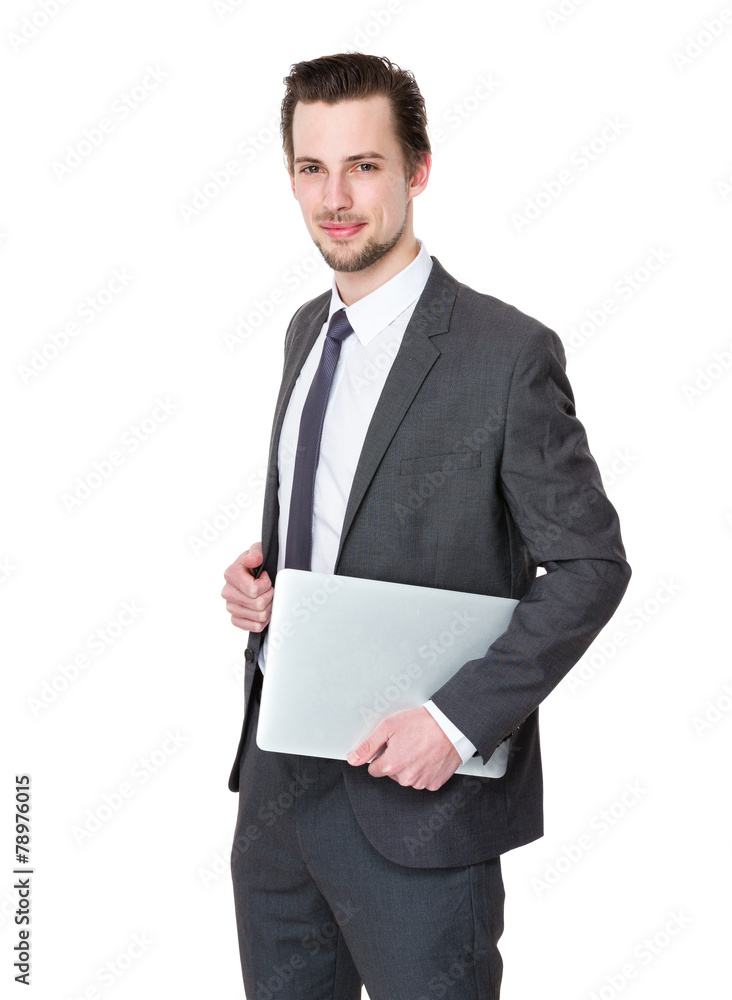Businessman hold with notebook computer Businessman hold with notebook computer