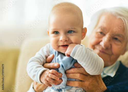 Baby boy with his 95 year old great-grandmother